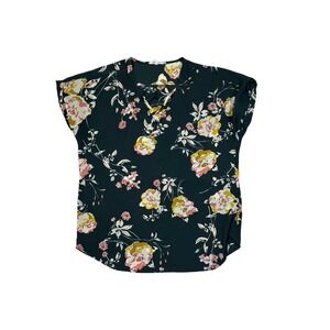 Maurices Green Floral Print V Neck Cap Sleeve Top Size‎ Small